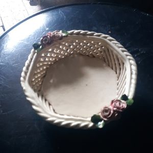 Rose pottery rose basket bowl